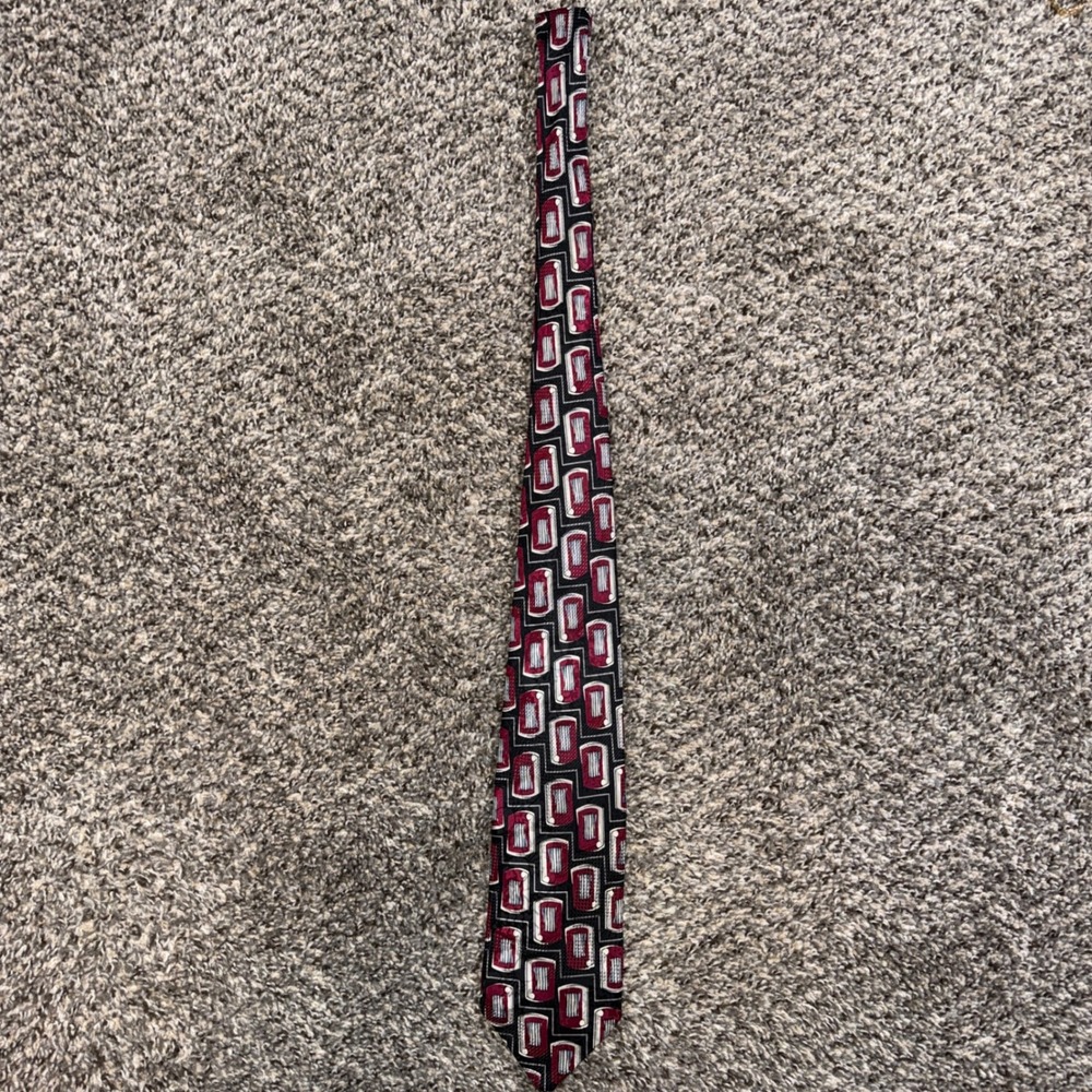 Vintage Robert Talbott Studio Silk Tie Burgundy Black Geometric Abstract 4 Inch